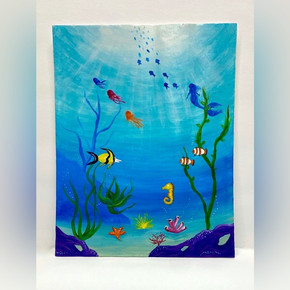 Original “Under The Sea” Acrylic Painting 11” x 14” on Foamboard NOT FRAMED - Picture 11 of 16